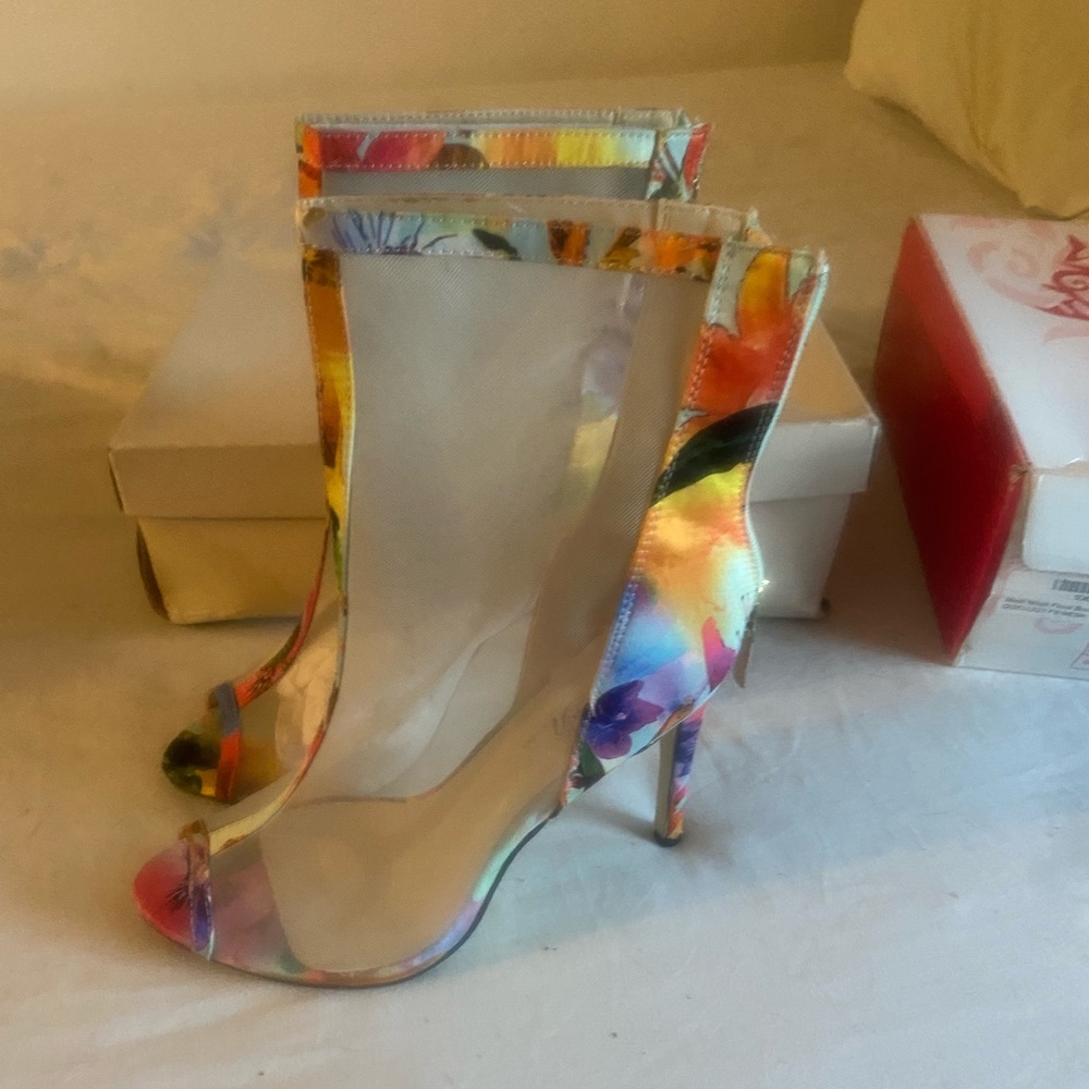 Multi Color Net Heel Sandal Shoe - image 1